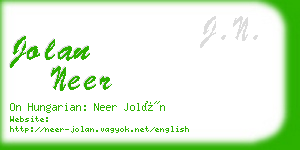 jolan neer business card